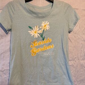 St. John's Bay Soft Aqua Graphic Tee with White Print